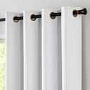 100% Blackout Curtain 90 Inches Long White Curtain for Bedroom Living Room Linen Textured Thermal Insulated Curtain Grommet Top Window Drape 1 Panel White