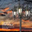 Lamp Post Lights 3-Head Outdoor Post Lamp with High Posts Outdoor Lighting, Waterproof Exterior Pillar Latern Outside Hardwired Street Light for Patio Garden Backyard Walkway Driveway, 85 inch