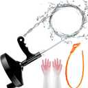 FLSEPAMB Drain Auger 25 Ft Plumbing Snake Snake Drain Clog Remove Tool Professional Sink Snake for Bathtub Drain, Kitchen Sink, Comes with Gloves and 25 Inch Snake Hair Clog Remover