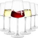 Red Wine Glasses Set of 6, 13.5oz Clear Lead-Free Crystal Hand Blown Long Stem Square White Wine Glasse with Gift Box for Wedding Birthday Party Christmas
