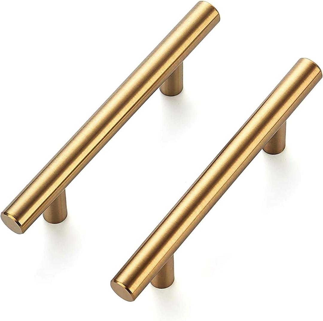 Ravinte 30 Pack 6 inch Cabinet Pulls Brushed Brass Stainless Steel Kitchen Drawer Pulls Cupboard Handles Cabinet Handles 3.75 Hole Center