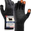 Merino Wool Gloves for Men Women Touch Screen Warm Anti-Slip Glove Liners Thermal for Driving Hiking (Large, He01-(Black Grey Marl))