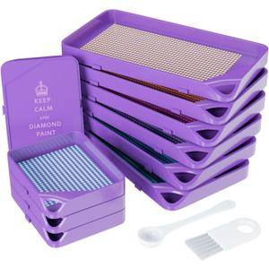 ARTDOT 10-Piece Interlocking Diamond Art Trays Kits for Adults, Stackable Diamond Painting Accessories and Tools (10 Piece Tray Set, Purple)