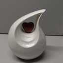 Large White Teardrop Urn with Red Heart for Human Ashes Male - Urns for Adult Men and Women - Cremation Urns for Ash, Funeral/Burial Urns, Decorative and Keepsake ERN/Earns 2.5 LTR Volume