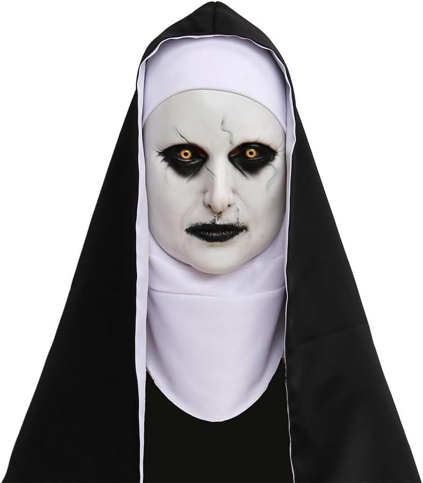 Halloween Nun Full Head Latex Mask For Scary Party Cosplay Mens Masquerade