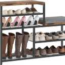 Shoe Rack,Freestanding Hidden Shoe Storage Organizer for Entryway, Shoe Bench Shelves for High Boot with Seat Cushion,Wood Shoe Rack Cabinet for Front Door Entrance Closet, Hallway, 5 Tier,Brown