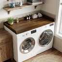 Washer Dryer Countertop 27.5 x 54 Inch Washer and Dryer Countertop for Laundry Room Organization with Edge Wooden Laundry Topper with Non-Slip Pad, Walnut