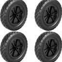 4 Pack 8 Inch Rubber Replacement Tire, Semi-Pneumatic Tire Plastic Wheel with 1/2-Inch Bore Offset Axle for Hand Trucks, Lawnmowers, Utility Carts, Black
