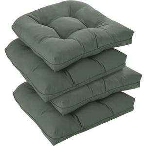 downluxe Outdoor Chair Cushions Set of 4 for Patio Furniture, Waterproof Tufted Overstuffed Patio Furniture Cushions, Thick Outdoor Seat Cushion, 19" x 19" x 5", Dark Grey, 4 Count