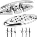 Boat Cleat 5" 6 inch 316 Stainless Steel Folding Cleats Marine Grade Rope Cleat Flip Up Dock Cleat for Boat Kayak and Decoration with Fastener