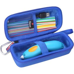 Mchoi 3Doodler Start+ Case, Hard Shell Travel Organizer for 3D Printing Pen Essentials, Shockproof EVA Pouch with Mesh Pocket & Wrist Strap, Case Only (Blue)