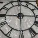 LEIKE Large Wall Clock, 24" Completely Silent, Non Ticking, Battery-Operated,Rustic Round Modern Metal Wall Clock Decor for Living Room, Bedroom and Kitchen, (60cm, Black-Roman Number)