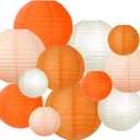 ZOOYOO Orange Peach Paper Lanterns Decorative, Thanksgiving Party Hanging Paper Lanterns Decorations for Fall Harvest Thanksgiving Boho Birthday Wedding Bridal Shower Home Decor Party Decoration 12PCS