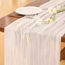 Cheesecloth Table Runner White Fall Boho Wedding Birthday Party Home Decor, 10ft X 6pcs