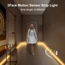 DBFAIRY 2 Pack COB Motion Sensor Strip Light Battery Operated, 6.6Ft 640 LED Cabinet Strip Lights High Bright with Sensor Lighting Mode for Wardrobe Stair Pantry Counter Cabinet Bed,2700K Warm White
