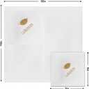 [400 Count - 5 x 5 Inch Folded] Fashion Cocktail Napkins, Dessert, Beverage Disposable Napkins, 3-Ply, Bulk White Napkins, Wedding, Bar, Restaurant or Party Napkins - 10x10 Inch Unfolded (Gold)