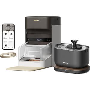 PETLIBRO Cat Water Fountain & RFID Automatic Pet Feeder Combo, APP Control for Feeding Schedule & Hydration Monitoring, 2.5L/84oz Dockstream Auto Water Dispenser, 3L Auto Feeder with Collar Tag