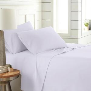 Southshore Fine Living, Inc. 14-Inch Deep Pocket Full Size Sheets, 4-Piece Fitted and Flat Sheet Set, White Pillow Cases, 90 GSM Microfiber Sheet Set, Microfiber Bedding, Bright White Sheets Full Size