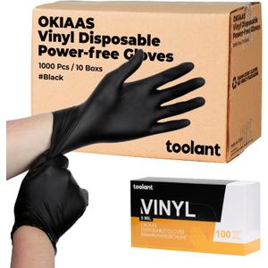 OKIAAS Black/Pink Vinyl Disposable Gloves Latex Free, Food Grade, 5 mil, Cooking, Cleaning, Hair Dye, 50/100/200/1000 Count