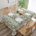 2 x Spring Tablecloth 60x84 Inch Rectangle - Lemon Hummingbird Spring Decorations for Home - French Country Farmhouse Floral Table Cloth Rectangle for Party, Home