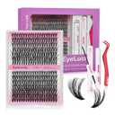 Lash Clusters Kit 280 pcs 9-16mm Volume Hybrid Eyelash Clusters 40D+50D D Curl Individual Lashes DIY Lash Extension Kit Thin Band Cluster Lashes Lash Bond and Seal Tweezers remover
