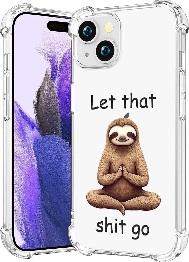 Compatible with iPhone 14 Case Clear Cute for Women - Rugged Phone Cases Funda Protector Cover Skin (Brown Bradypod Sloth Meditating) Compatible with iPhone 14 Case Clear Cute for Women - Rugged Phone Cases Funda Protector Cover Skin (Brown Bradypod Sloth Meditating)