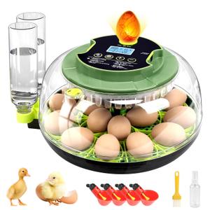 18 Egg Incubators for Hatching Eggs, Egg Incubator with Temperature Control, Humidity Display, Auto Egg Turner, Egg Candler, 2 Size Egg Trays, Digital Incubator for Chicken, Duck, Quail Eggs