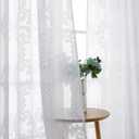 Aiyufeng Sheer Curtains 84 Inches Long for Bedroom Living Room, Solid White Curtains Luxury 3D Floral Clip Jacquard Light Filtering Semi Sheer Curtains & Drapes, 54Wx84L Inch, 2 Panels