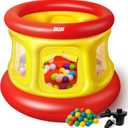 All-in-1 Inflatable Bounce House with 55 Balls for Toddlers 1-3, Playpen, Ball Pit and Trampoline, Thickened Matte PVC, Safety Net, 3-Min Setup with Air Pump for Kids Indoor and Outdoor Play(51'')