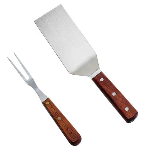 Stainless Steel Turner Spatula & Meat Fork 10.5" Fork + 6" x 3" Spatula