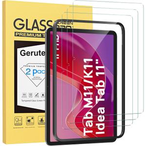 Gerutek Screen Protector 3 Pack for Lenovo Idea Tab/Tab M11/ Tab K11 (11 inch) 2025/2024 Tempered Glass Film with Alignment Frame, HD Clear, 9h Hardness For Tab M11 / Idea Tab 11 inch