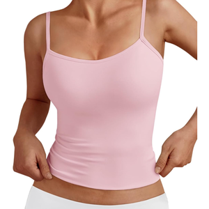 Trendy Queen Womens Adjustable Camisole Sleeveless Square Neck Spaghetti Strap Tank Tops Basic Shirt, S