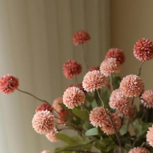 1 Piece Laelfe Artificial Flower Pompon Mum, Silk Small Fake Chrysanthemum Ball with Stem, Faux Kiku Flowers Decor for Wedding Filler DIY Bouquet Centerpieces Arrangements Shower (Pink)