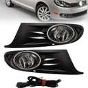 Fog Lights Fit For MK6 2010-2014 Golf Jetta TDI Sportwagen Chrome Black Bezel Kit (OE Style Clear Lens with Wires, Bulbs, Bezels)