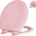 Angol Shiold Slow Close Wood Toilet Seat（Pink, Round 16.5''）