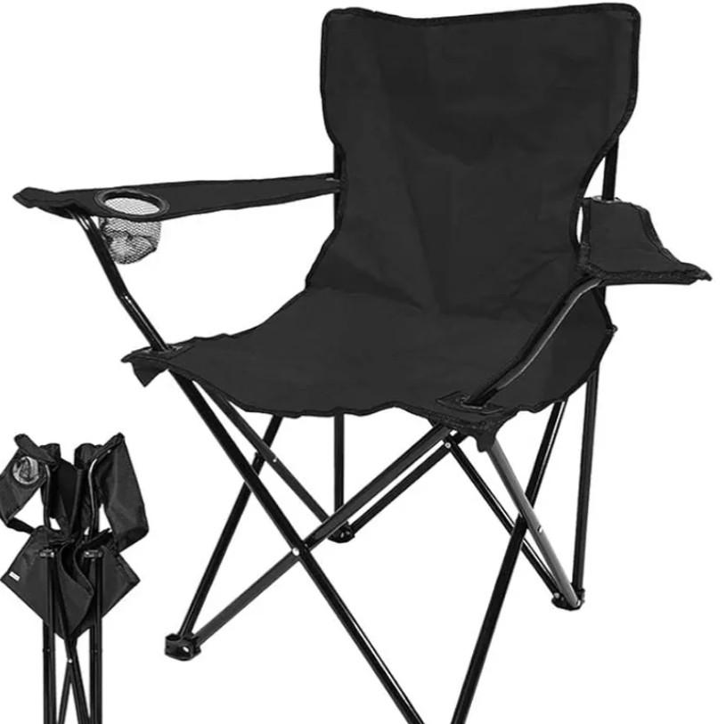 Folding Outdoor Camping Chair is Portable, with Handbag and Large Cup Holder, Suitable for Outdoor, Camping, Indoor, Terrace, Fishing and Indoor, Black