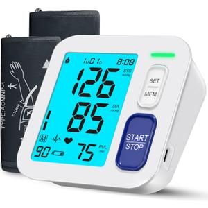 Blood Pressure Monitors for Home Use, 9-17'' & 13-21'' Extra Large Blood Pressure Cuff Upper Arm, Oversized Operation Button &Large Backlit LCD, Automatic BP Machine with USB Cable and 4 AAA Batteries (Large & X-Large Cuff)