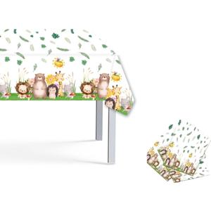 JoyPopper Jungle Safari Tablecloth  3 Pack Disposable Safari Theme Table Covers for Birthday Party, Baby Shower, Jungle Animal Decorations  Waterproof Plastic Table Cover
