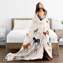 Horse Throw Blanket Gift, Soft Warm Fuzzy Plush Blanket, Smooth Cozy Flannel Blanket for Bed/Couch/Camping (80"x60", Cartoon Horse)