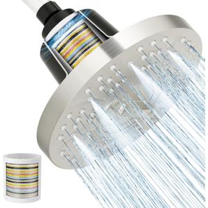 SR SUN RISE Filtered Shower Head with Filters, 20-Stage Shower Head Filter for Hard Water, High Pressure Showerhead with Easy-Replace Cartridge to Remove Chlorine (7-Inch, Brushed Nickel)