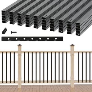 50 Pack 32.25" Hollow Aluminum Deck Balusters with Screws, Metal Balusters for Deck Railing Rectangular Spindles for Outdoor Porch Balusters, Matte Black, Includes Installation Spacing Guide