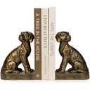 Decorative Bookends for Shelves, Dog Book Ends for Heavy Books, Labrador Retriever Statues Bookends for Heavy Books with Anti-Slip Base Book Holders for Home Office Decor (Gold)