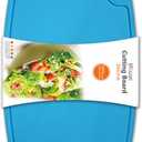 Liflicon Thick Silicone Cutting Board 12.6'' x 9.1'' Foldable & Flexible Design Juice Grooves Easy Grip Handle Dishwasher Safe-Blue