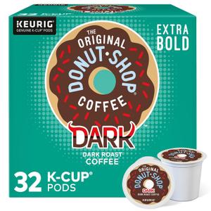 The Original Donut Shop Dark, Keurig Single Serve K-Cup Pods, Dark Roast Coffee Pods, 32 Count (EXP 11/01/26)