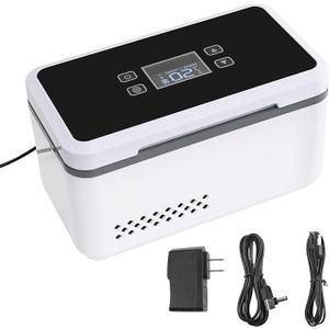 Electric Insulin Cooler Travel Case Box, Insulin Fridge Storage Portable Insulin Refrigerator, Diabetic Insulin Cooler LCD Display, Rechargeable Battery, Temperature Control, 0°C ~ 18 °C