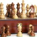 20" Extra Large Folding Chess Set - Walnut Wood Board & Weighted PVC Pieces - Portable Tournament Game for Adults, Travel, Gifts (Perfect for Beginners & Adults)