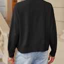 Dokuritu Cardigans for Women Long Sleeve Crew Neck Lightweight Button Down Fall Knit Sweater Cardigan Y2k Open Front Top (Black, S)