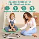 Qusases Sensory Swivel Chairs for Kids, Spinning Chair for Autistic Kids, Sit and Spin Sensory Toys, Training Body Coordination, Autism ADHD Chairs Indoor Outdoor Play Equipment (Green), 20.6 inches x 10 inches x 17.9 inches