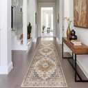 Madane Runner Rug 2x8 ft., Washable Hallway Runner Rugs, Non-Slip Low-Pile Soft Kitchen Rug Runner Laundry Room Rug, Vintage Throw Entry Foyer Mat for Entrance Living Room (Turmeric/Grey, 2' x 8')