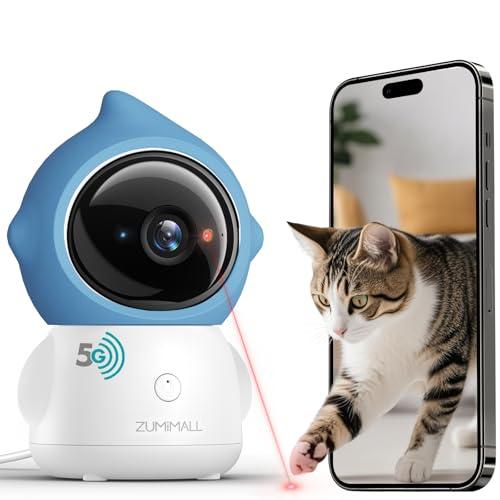 ZUMIMALL Pet Camera Indoor, 5G/2.4G WiFi Camera for Dog/Cat with Laser Toy, 3MP Pet Security Cameras with Phone App, 2-Way Talk, Auto Tracking, Pet/PIR/AI Detection, Privacy Protect, Alexa/ONVIF/Cloud